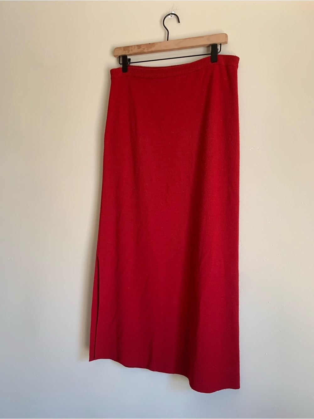 Nordstrom Red Knit Maxi Skirt Wool Women Size Medium Petite Holiday Bottoms